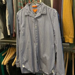 JOE FRESH Men’s Blue & White Gingham Dress Shirt, Size Medium